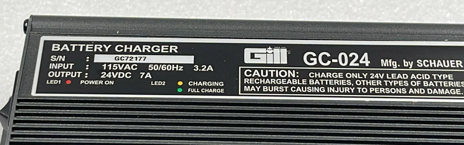NEW** Gill GC-024 Battery Charger 115VAC 50/60Hz 3.2A 24VDC 7A