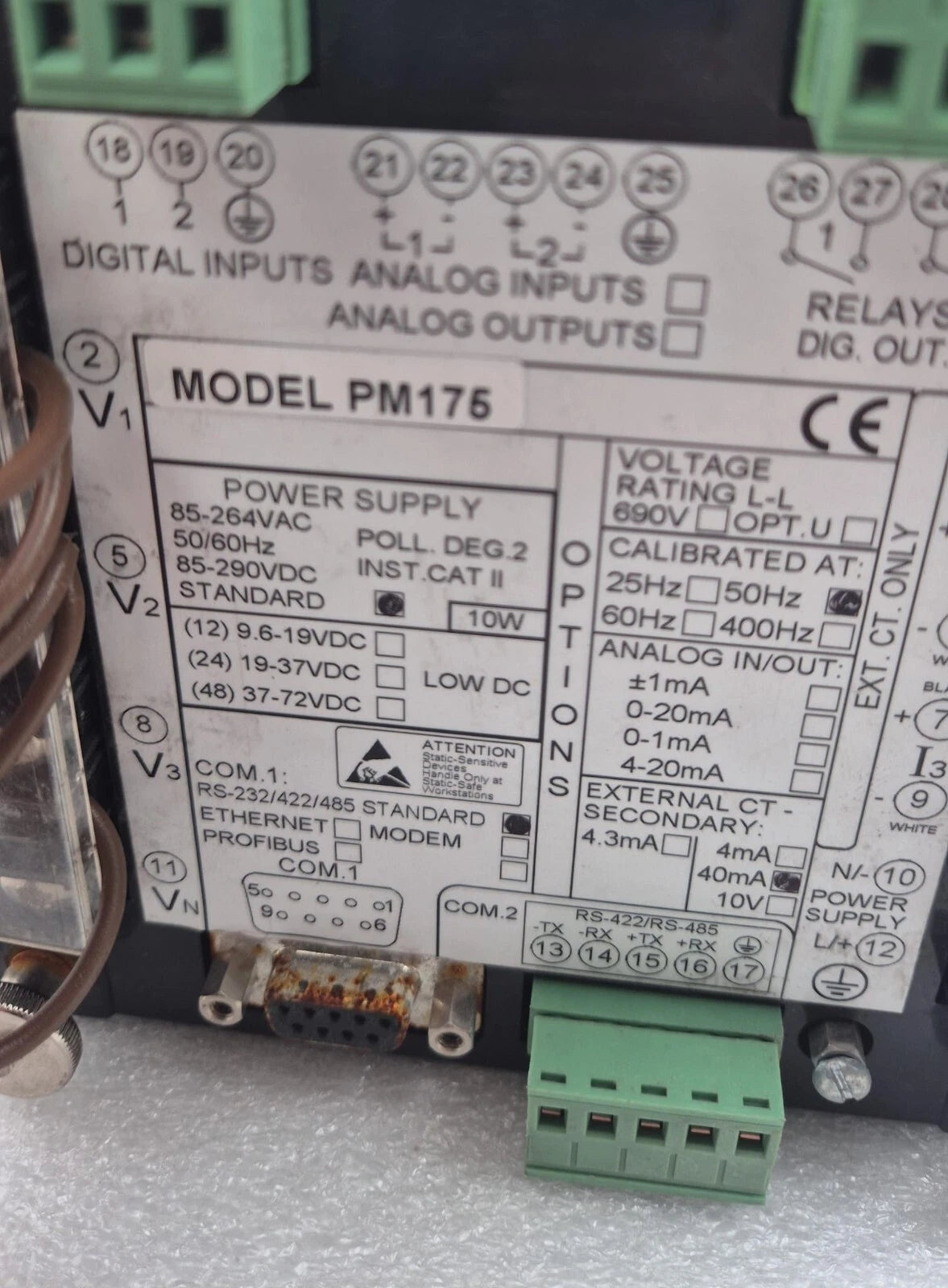 SATEC PM175 Power Quality Analyzer Module **FOR PARTS**