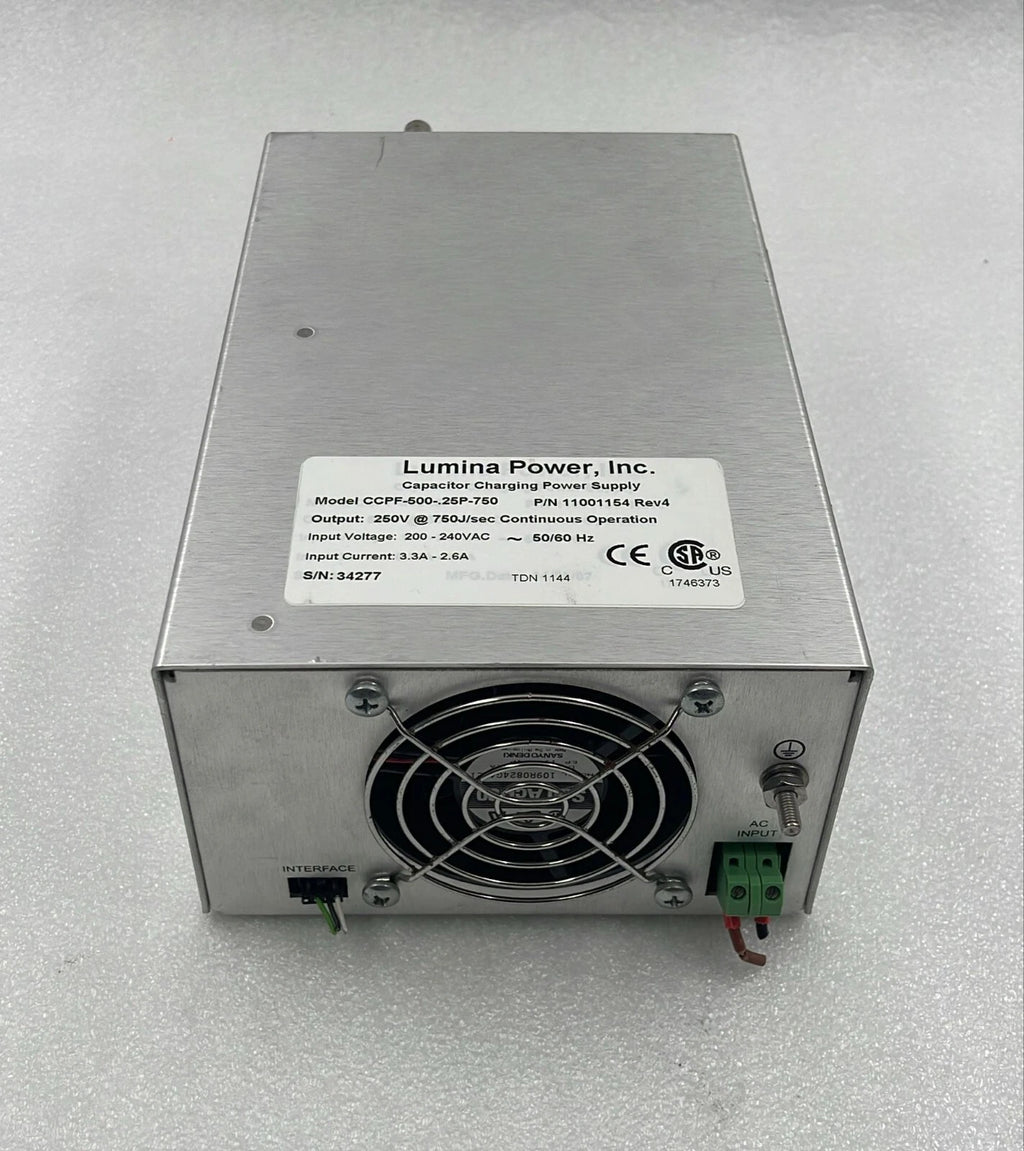 Lumina CCPF-500-.25P-750 11001154 Capacitor Charging Power Supply 250V 750J