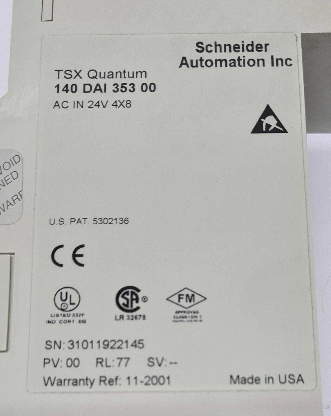 Schneider Modicon TSX Quantum 140 DAI 353 00 AC IN 24V 4X8