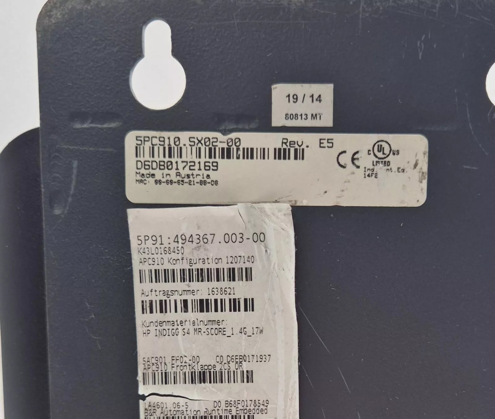 B&R Automation PC 910 5PC910.SX02-00 5P91 494367.003-00 Industrial Computer