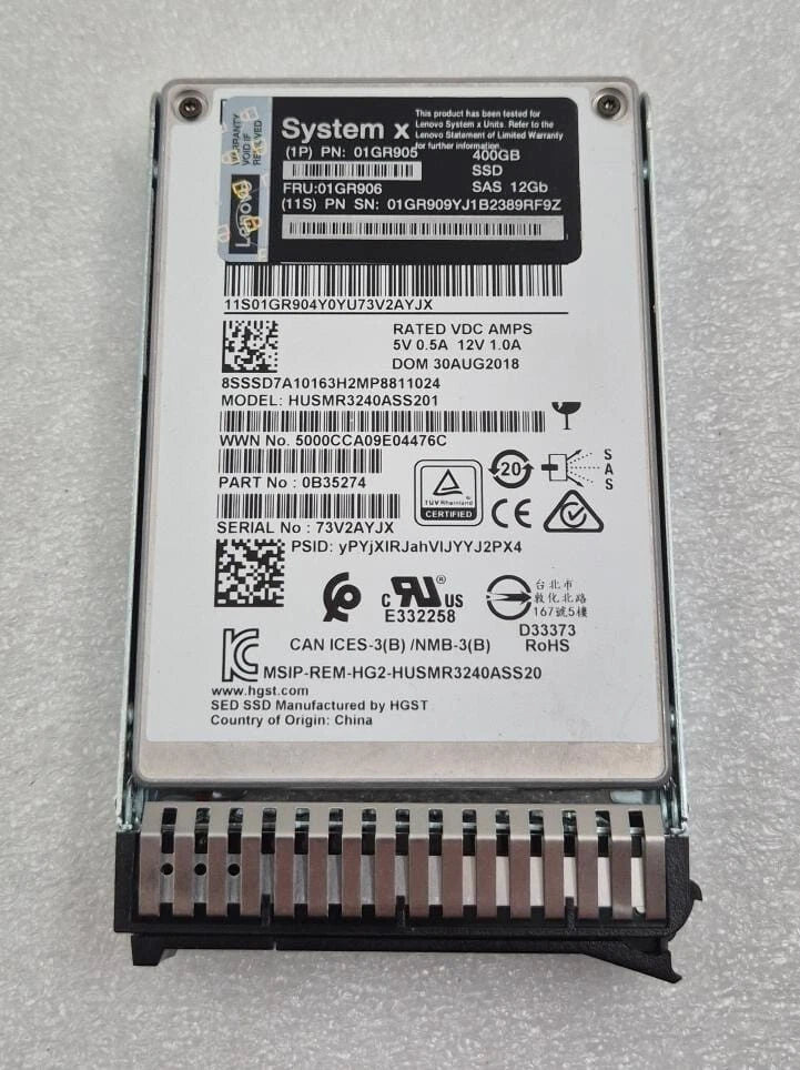 Lenovo System X 01GR905 01GR906 400GB SSD SAS 12Gb/s 2.5" HUSMR3240ASS201