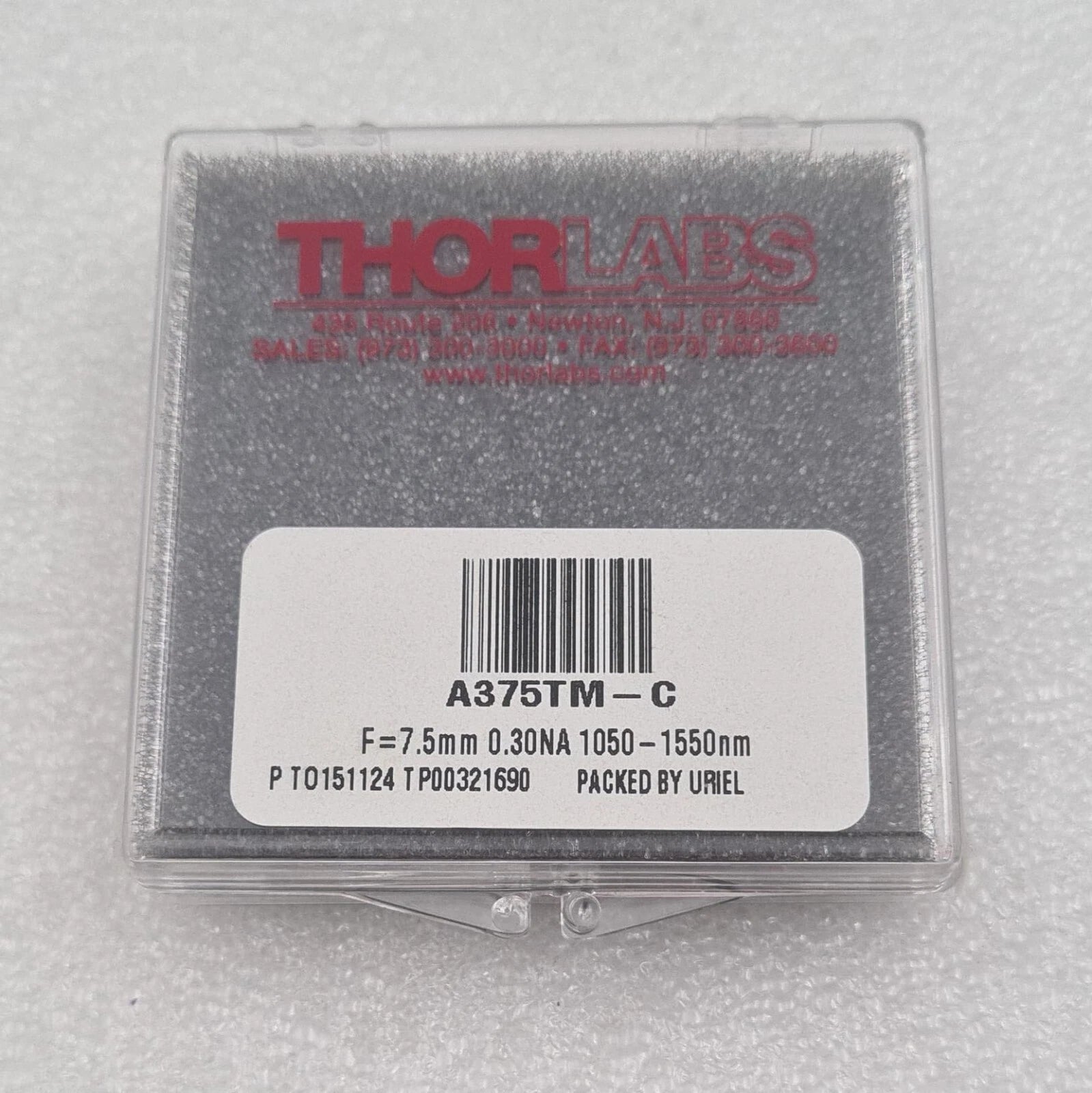 NEW - THORLABS A375TM-C Mounted Aspheric Lens F=7.5mm 0.30NA ARC 1050-1550nm