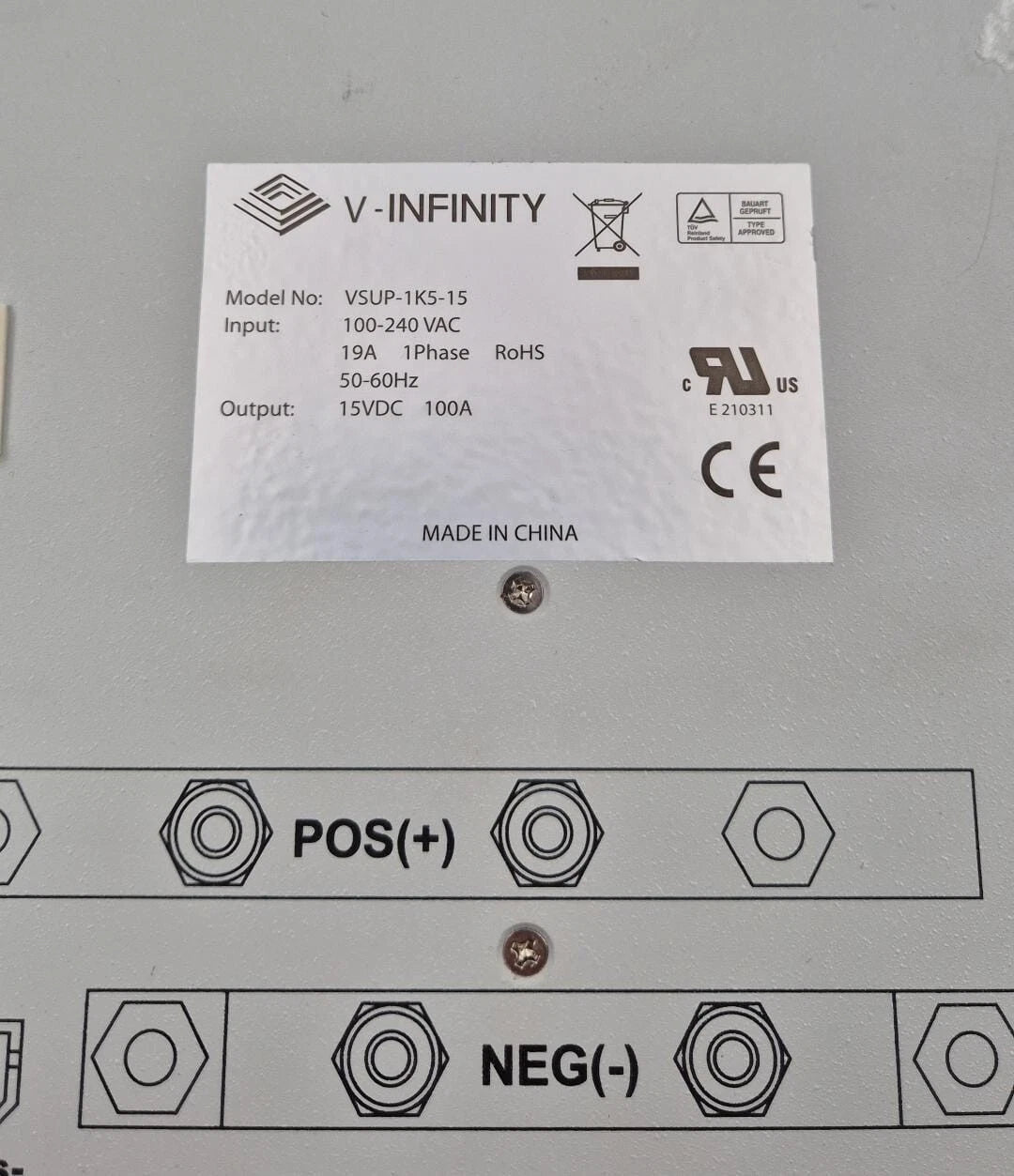 V-INFINITY VSUP-1K5-15 Switching Power Supply AC-DC 100-240VAC for Laser Machine