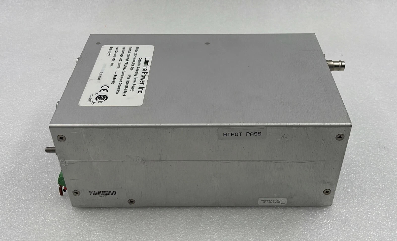 Lumina CCPF-500-.25P-750 11001154 Capacitor Charging Power Supply 250V 750J