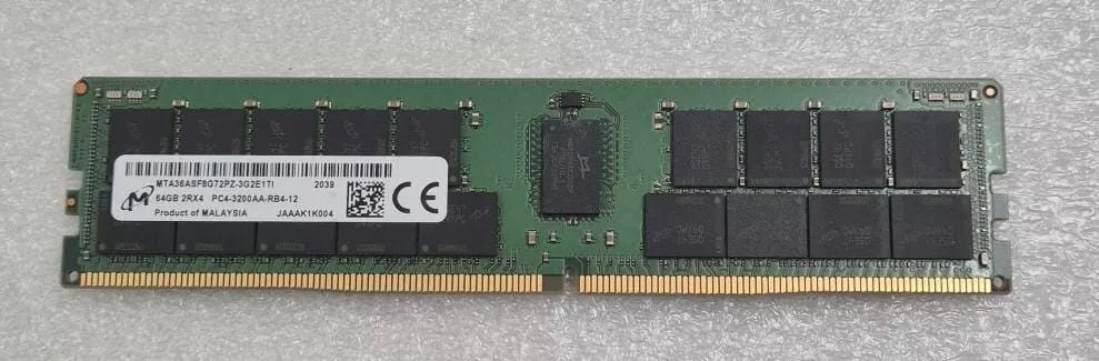 Micron MTA36ASF8G72PZ-3G2E1TI 64GB 2RX4 RDIMM PC4-3200AA Server Memory RAM