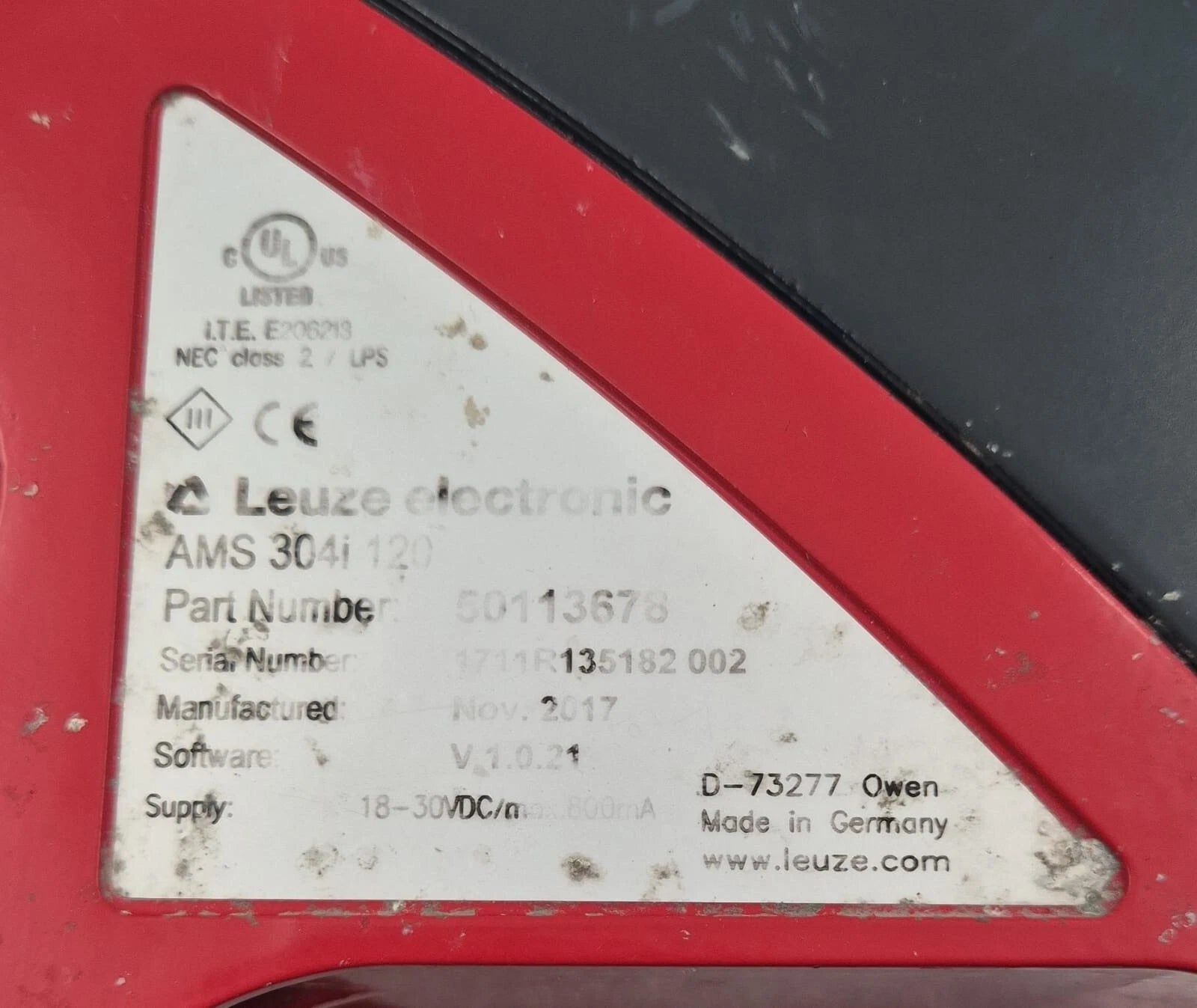 Leuze Electronic AMS 304i 120 50113678 Optical Distance Sensor *FOR PARTS*