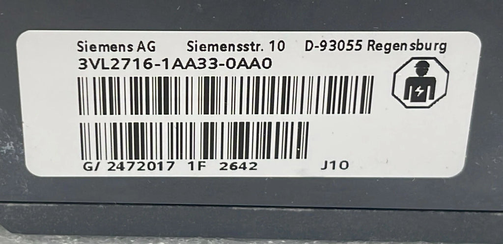 Siemens VL160 Circuit Breaker 3VL2716-1AA33-0AA0 Current Trigger 3VL9208-7DC30