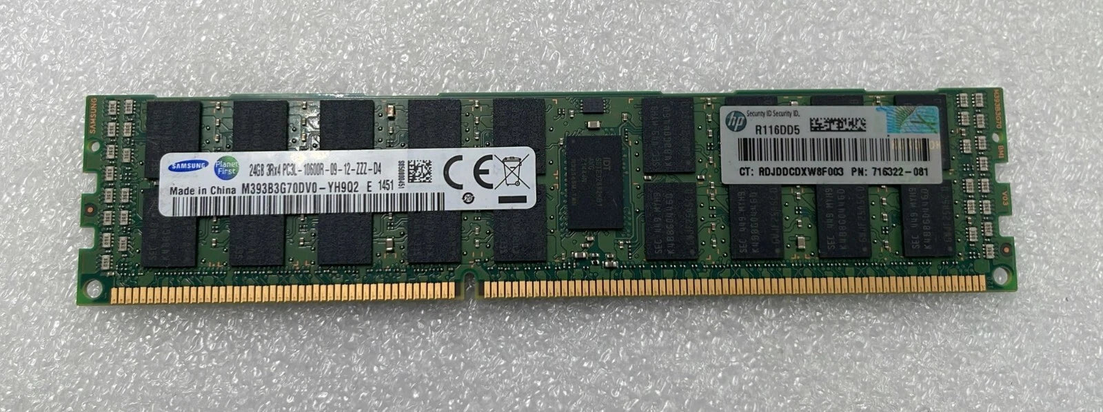 LOT 16 - Samsung 24GB 3Rx4 PC3L-10600R M393B3G70DV0-YH9Q2 DDR3 Server Memory RAM