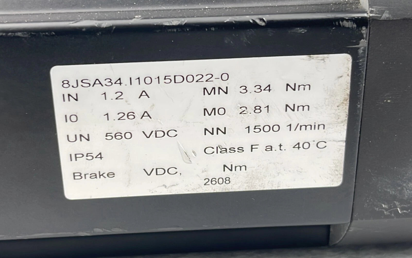 B&R Automation 8JSA34.I1015D022-0 Servo Motor 560VDC