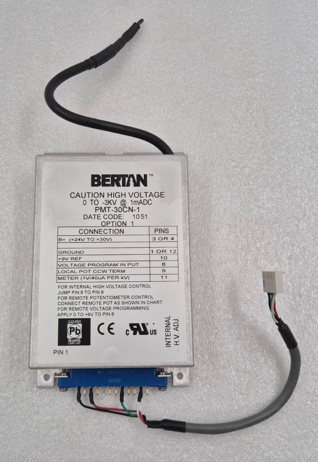 Spellman BERTAN PMT-30CN-1 0-3KV HIGH VOLTAGE POWER SUPPLY DEL HVPS MOD 3KV