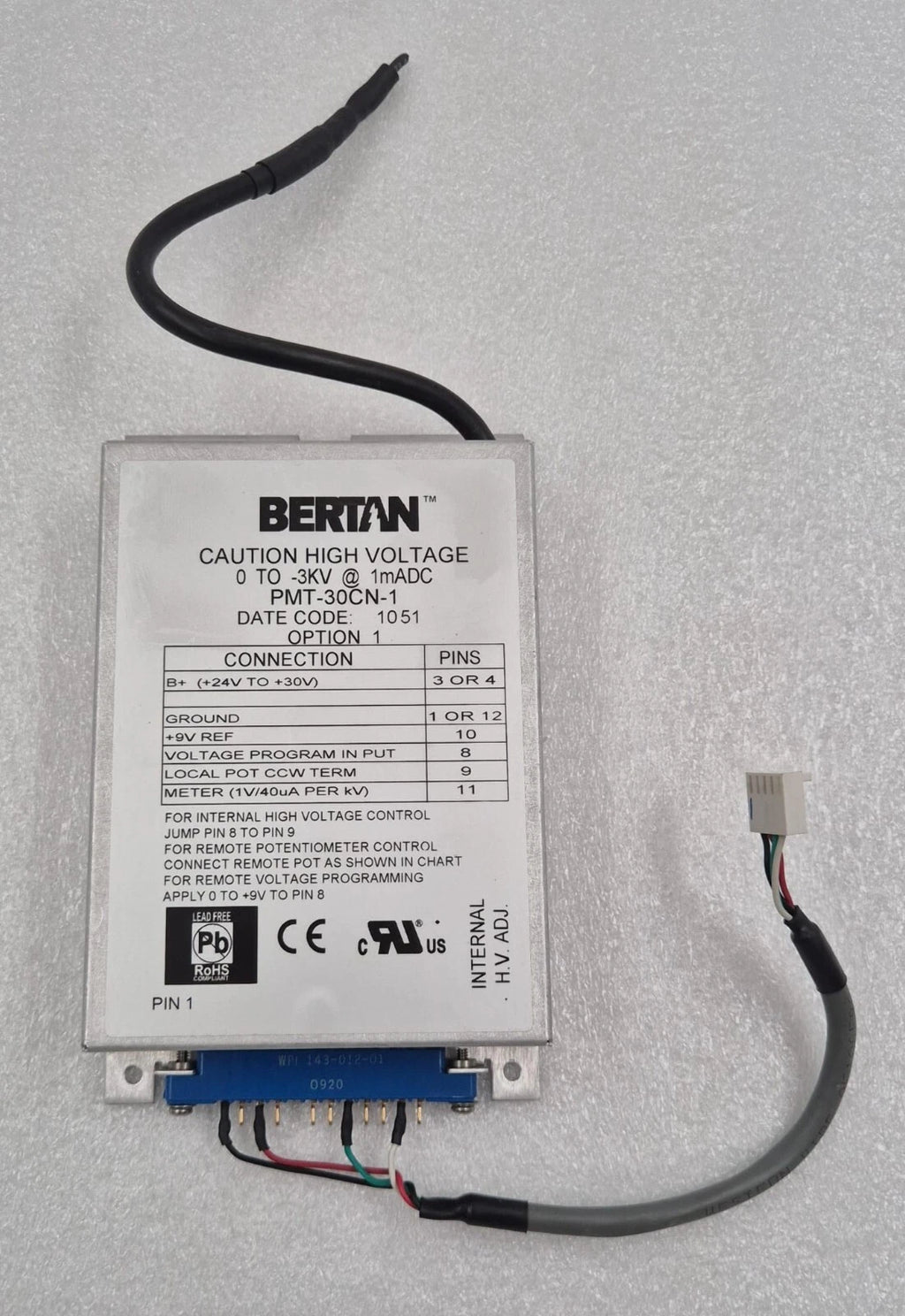 Spellman BERTAN PMT-30CN-1 0-3KV HIGH VOLTAGE POWER SUPPLY DEL HVPS MOD 3KV