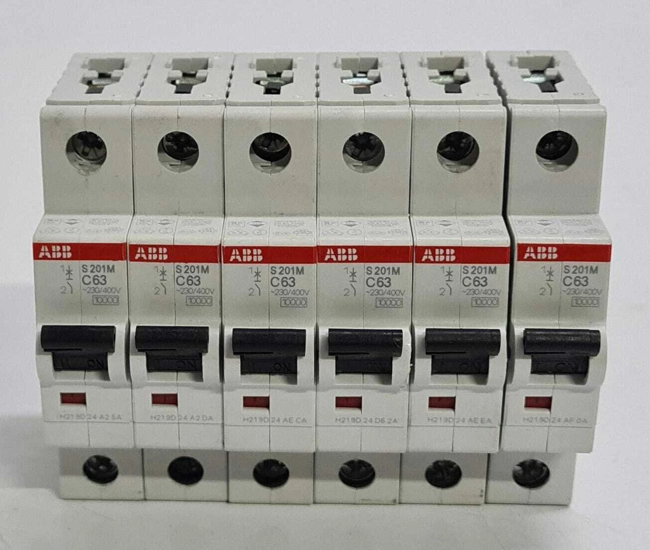 ABB S201M C63 single pole circuit breakers lot of 6