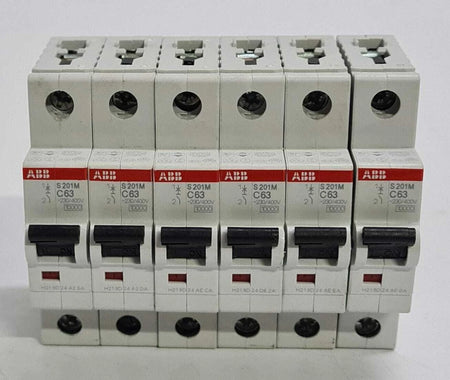 ABB S201M C63 single pole circuit breakers lot of 6