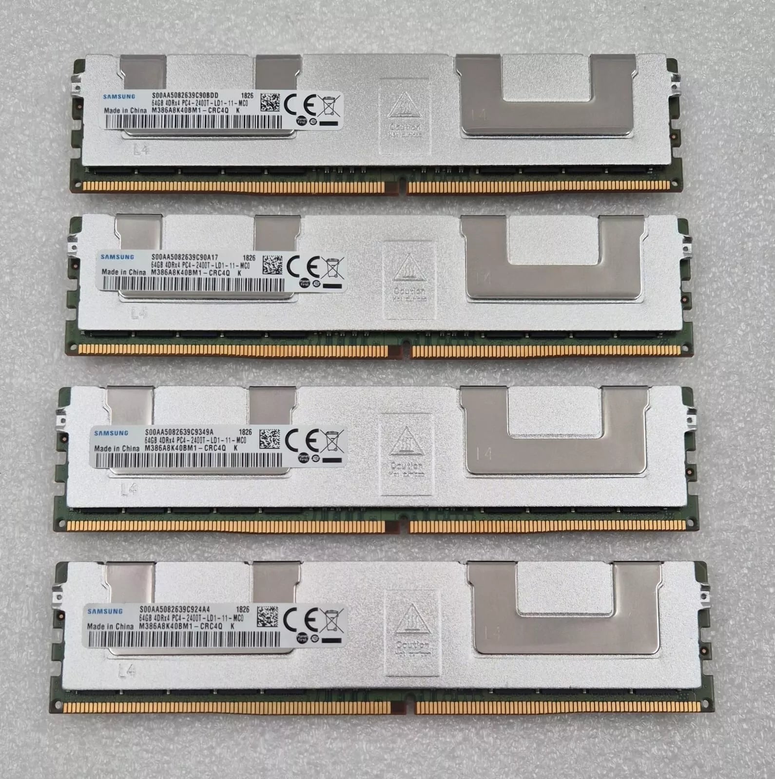 [LOT 4 PCS] SAMSUNG 64GB 4DRx4 PC4-2400T M386A8K40BM1-CRC4Q DDR4 Server RAM -HPE