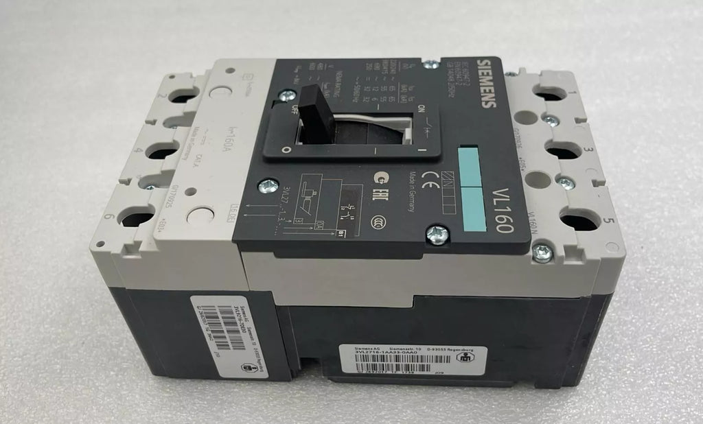 Siemens VL160 circuit breaker 3VL2716-1AA33-0AA0 & Current Trigger 3VL9216-7DE30