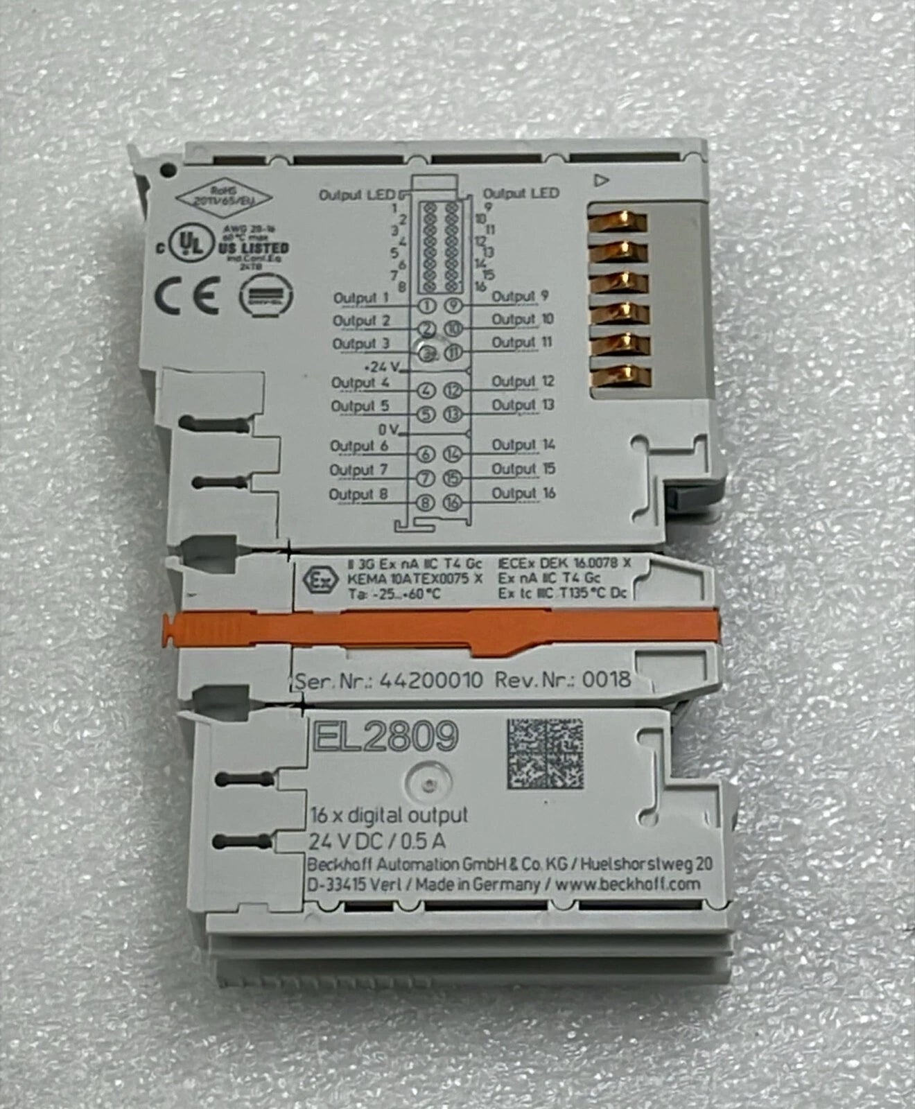 [LOT 3 PCS] BECKHOFF EL2809 PLC Module EtherCAT Terminal 16-Ch Digital 24V 0.5A