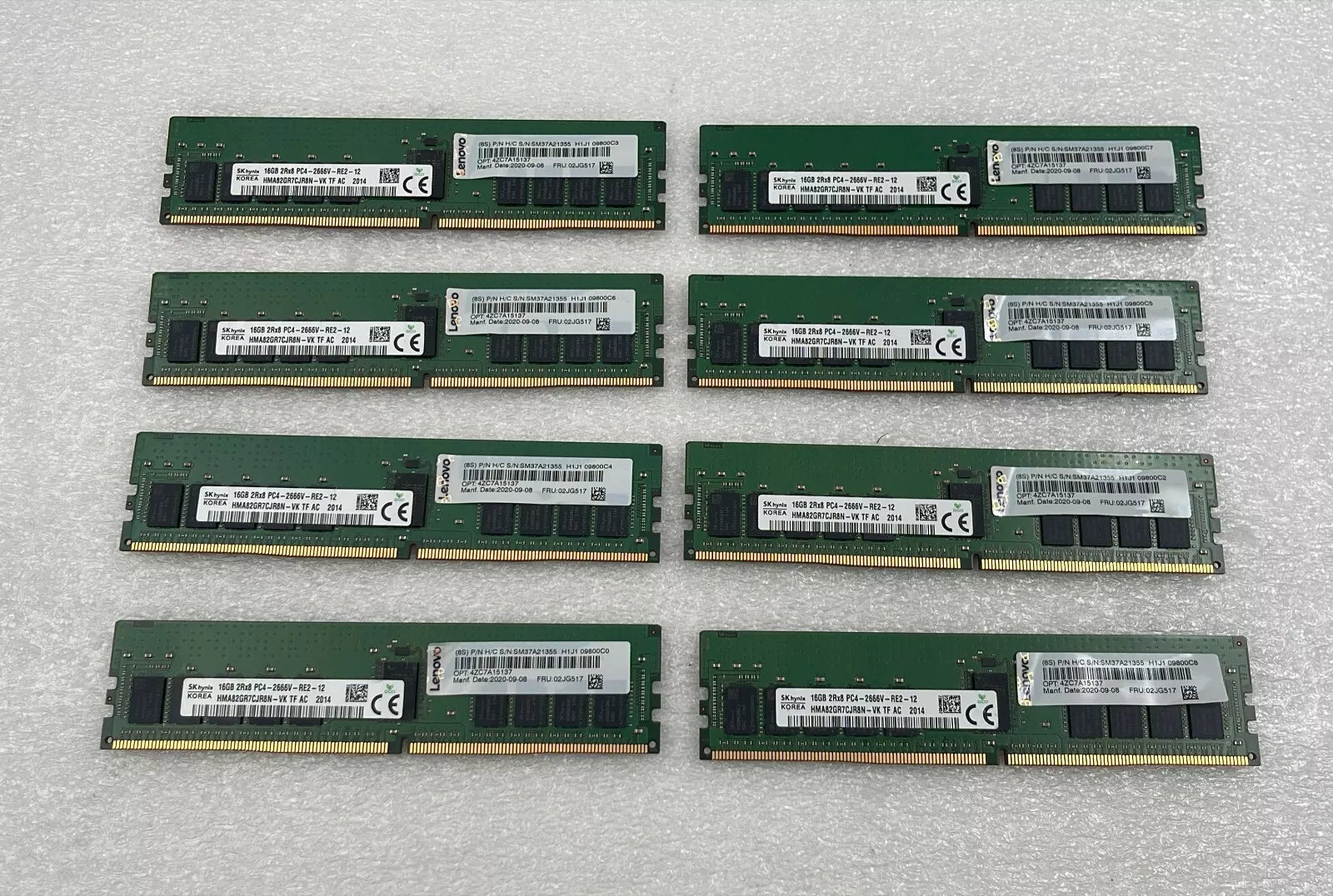 LOT 8 PCS- SK HYNIX 16GB 2Rx8 PC4-2666V HMA82GR7CJR8N-VK DDR4 Memory Server RAM