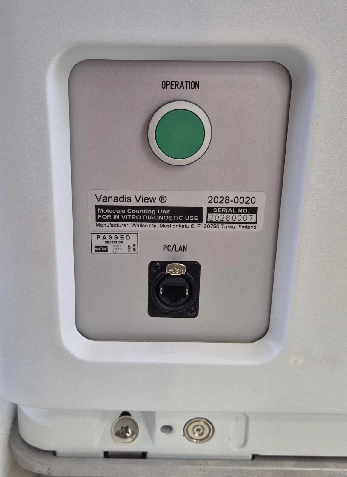 Perkin Elmer Vanadis View Molecule Counting Unit FOR IN VITRO DIAGNOSTIC USE