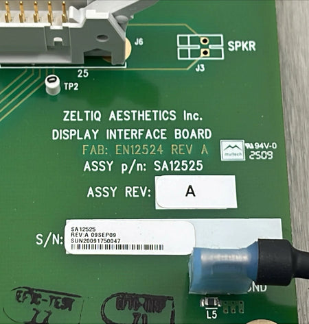 Zeltiq SA12525 Display Interface Board with EN12524 touchscreen assembly