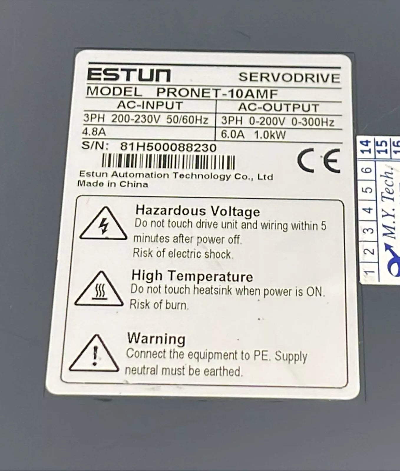 ESTUN Servo Drive PRONET-10AMF 3PH 200-230V