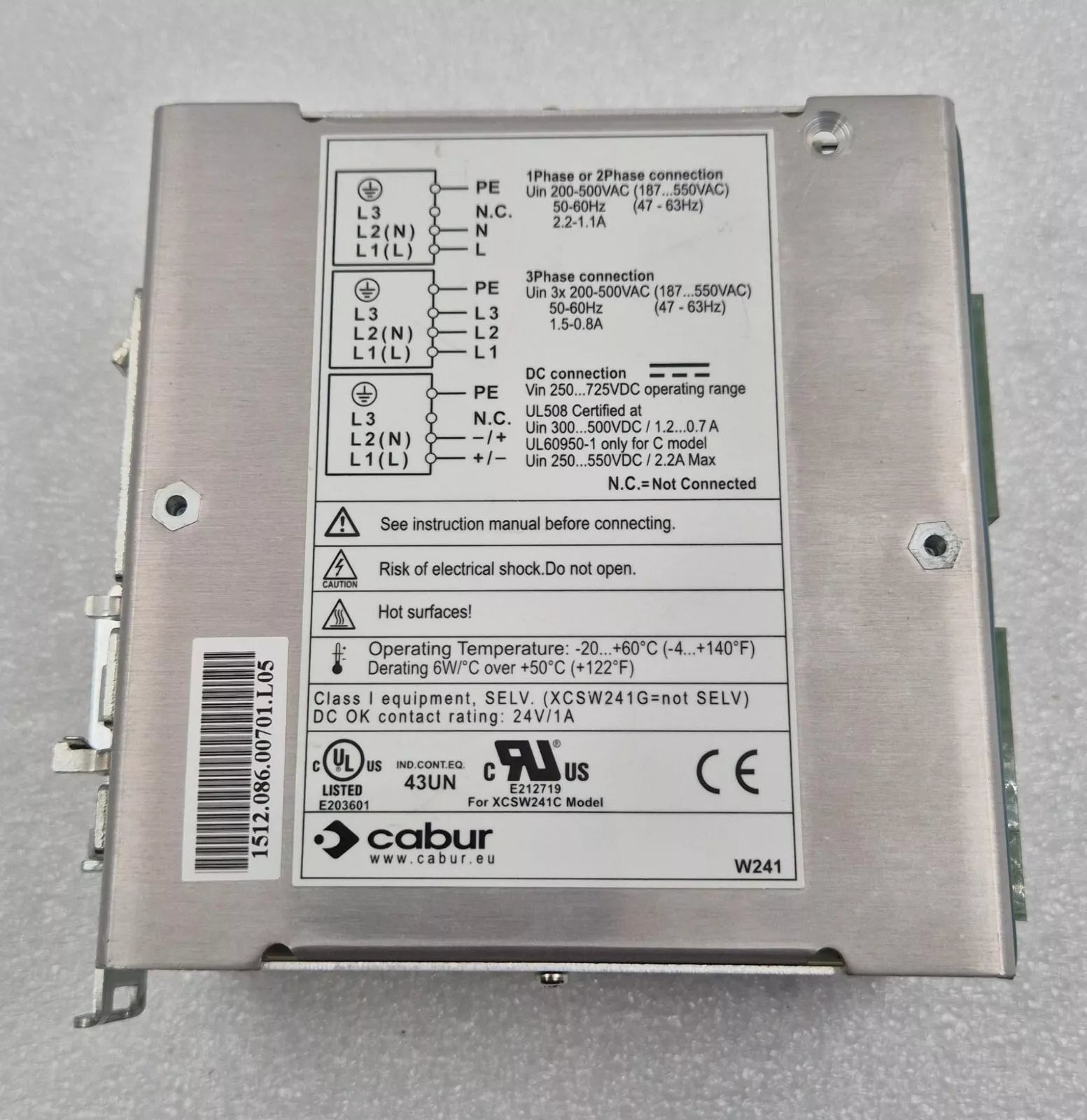 Cabur XCSW241C UNIVERSAL POWER Supply Rail Switch Drive