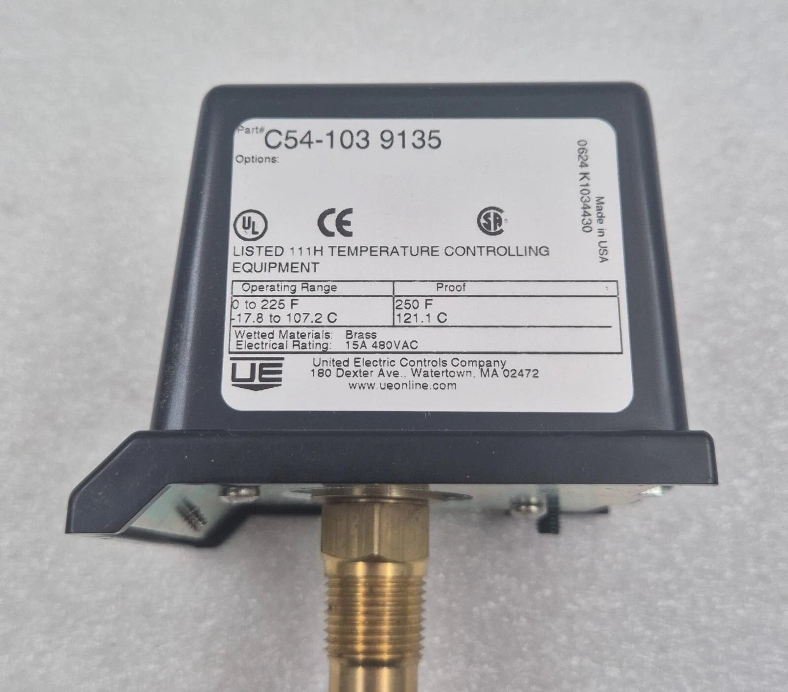 UNITED ELECTRIC CONTROLS C54-103 9135 TEMPERATURE CONTROLLING SWITCHES 54 SERIES