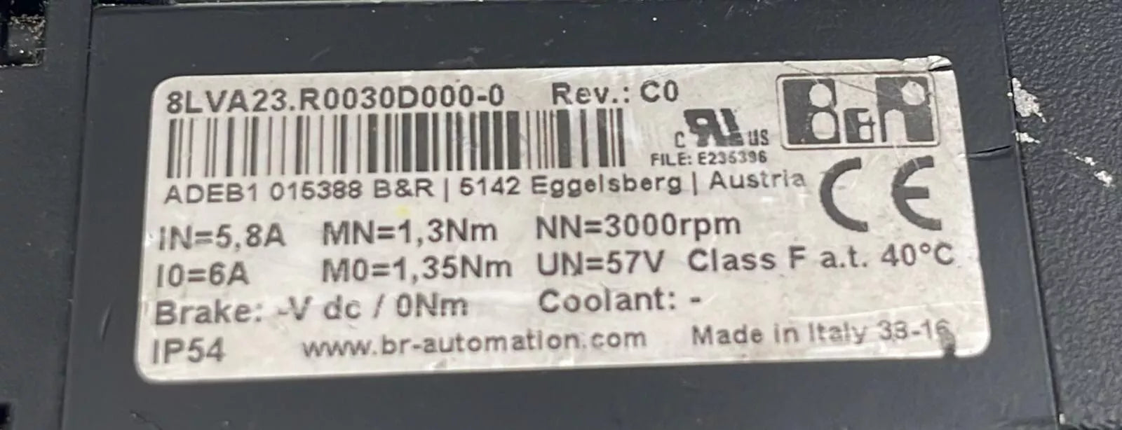 B&R Automation 8LVA23.R0030D000-0 Synchronous Servo Motor W/ 8GP30-060-010S2V2