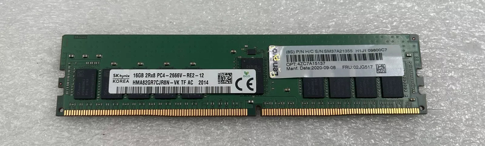 LOT 8 PCS- SK HYNIX 16GB 2Rx8 PC4-2666V HMA82GR7CJR8N-VK DDR4 Memory Server RAM