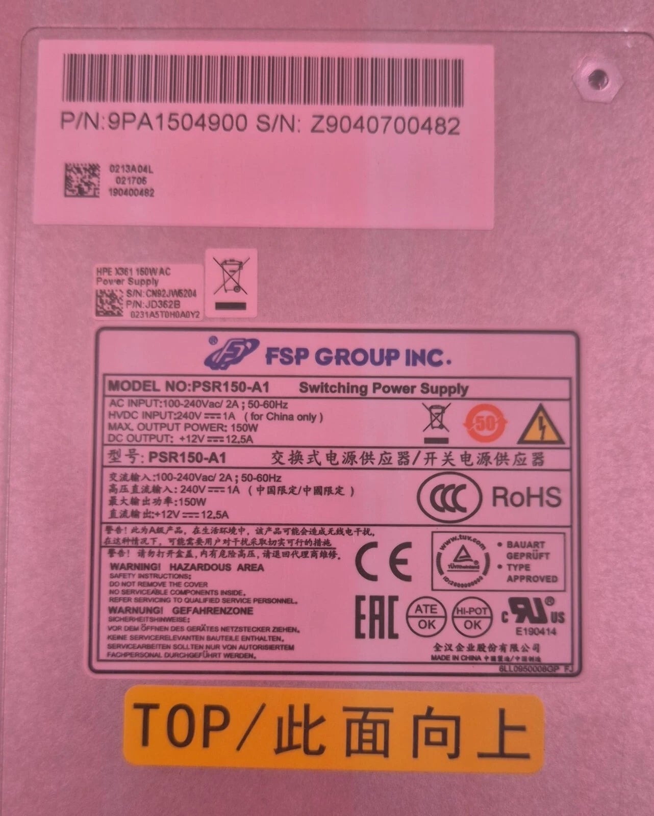 FSP GROUP PSR150-A1 Switching Power Supply 150W 12V 12.5A