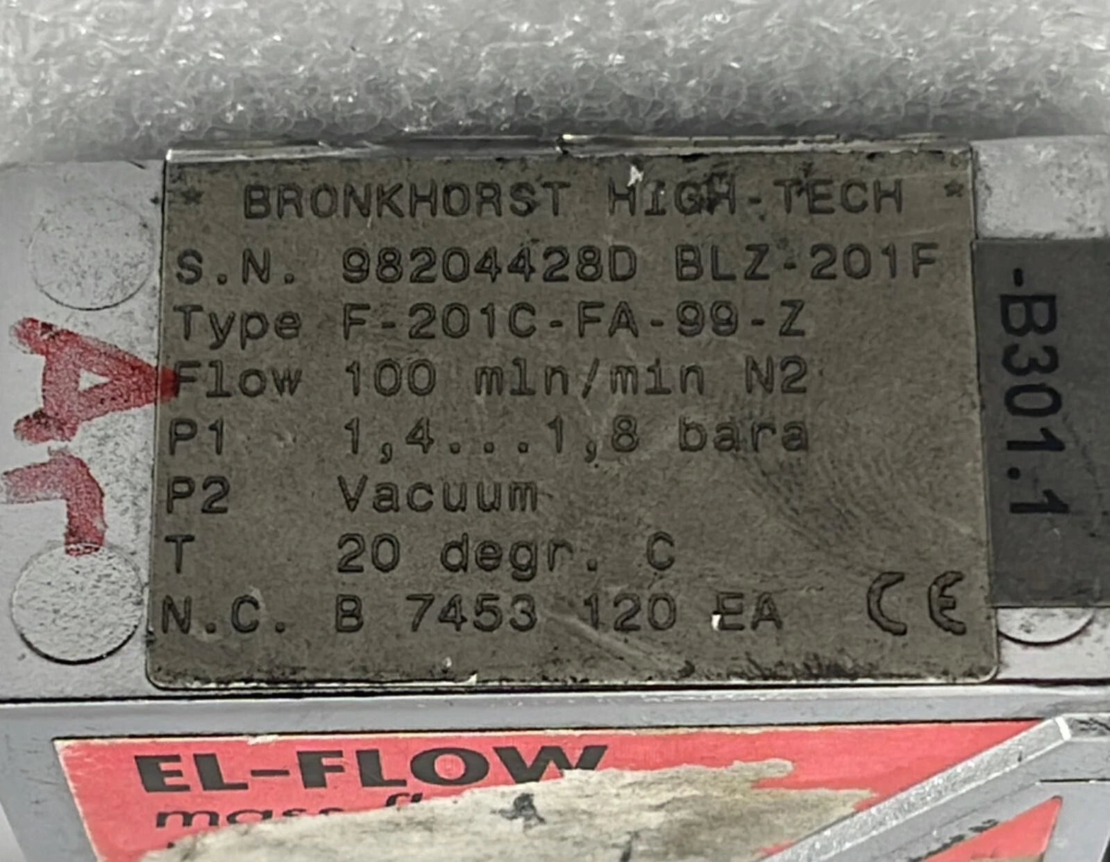 BronkHorst EL-FLOW F-201C-FA-99-Z Mass Flow Meter Controller 1.4-1.8bar