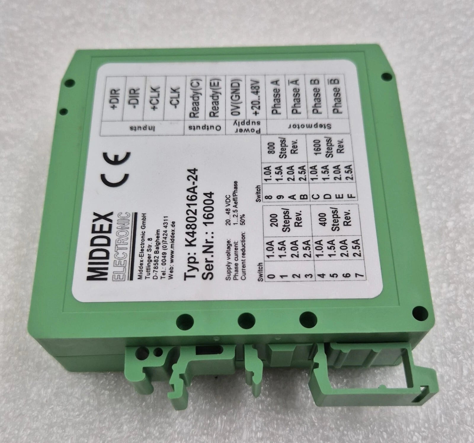 MIDDEX K480216A-24 Stepper Motor Driver Control Speed 20-48VDC