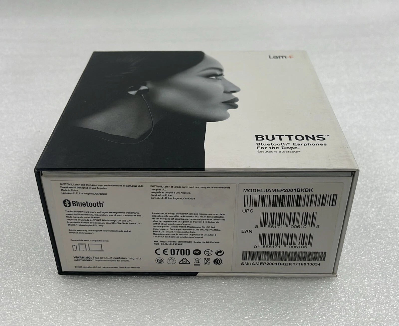 NEW** i.am+ BUTTONS Premium Wireless Bluetooth IAMEP2001BKBK