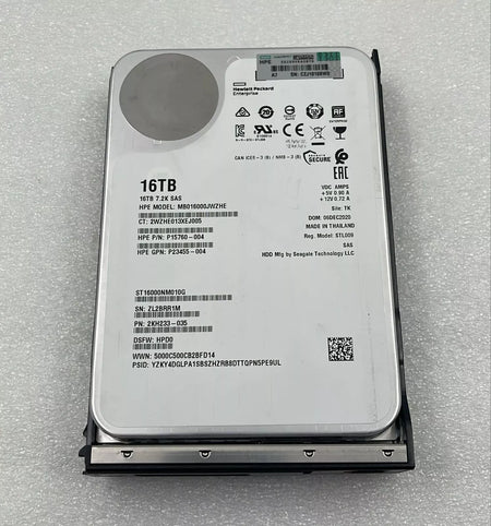 HPE MB016000JWZHE 16TB 7.2K SAS P15760-004 enterprise hard drive