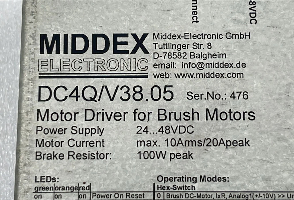 MIDDEX DC4Q/V38.05 Motor Driver For Brush Motors 24-48VDC