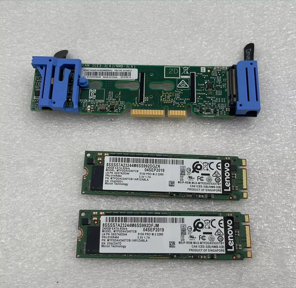 Lenovo ThinkSystem Dual M.2 Module W/ 2x SATA 240GB SSD MTFDDAV240TCB 01KR464