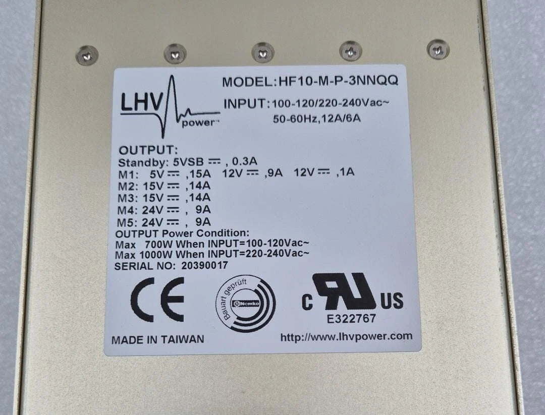 LHV Power HF10-M-P-3NNQQ industrial 700–1000W AC-DC power supply module