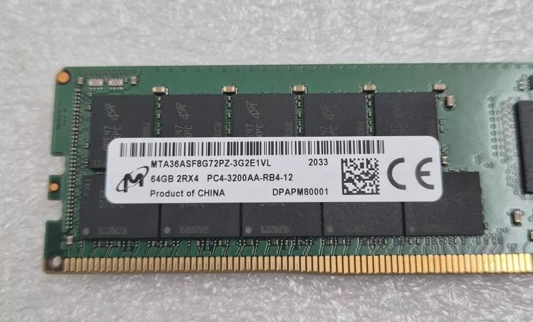 Micron MTA36ASF8G72PZ-3G2E1VL 64GB 2RX4 RDIMM PC4-3200AA Server Memory RAM