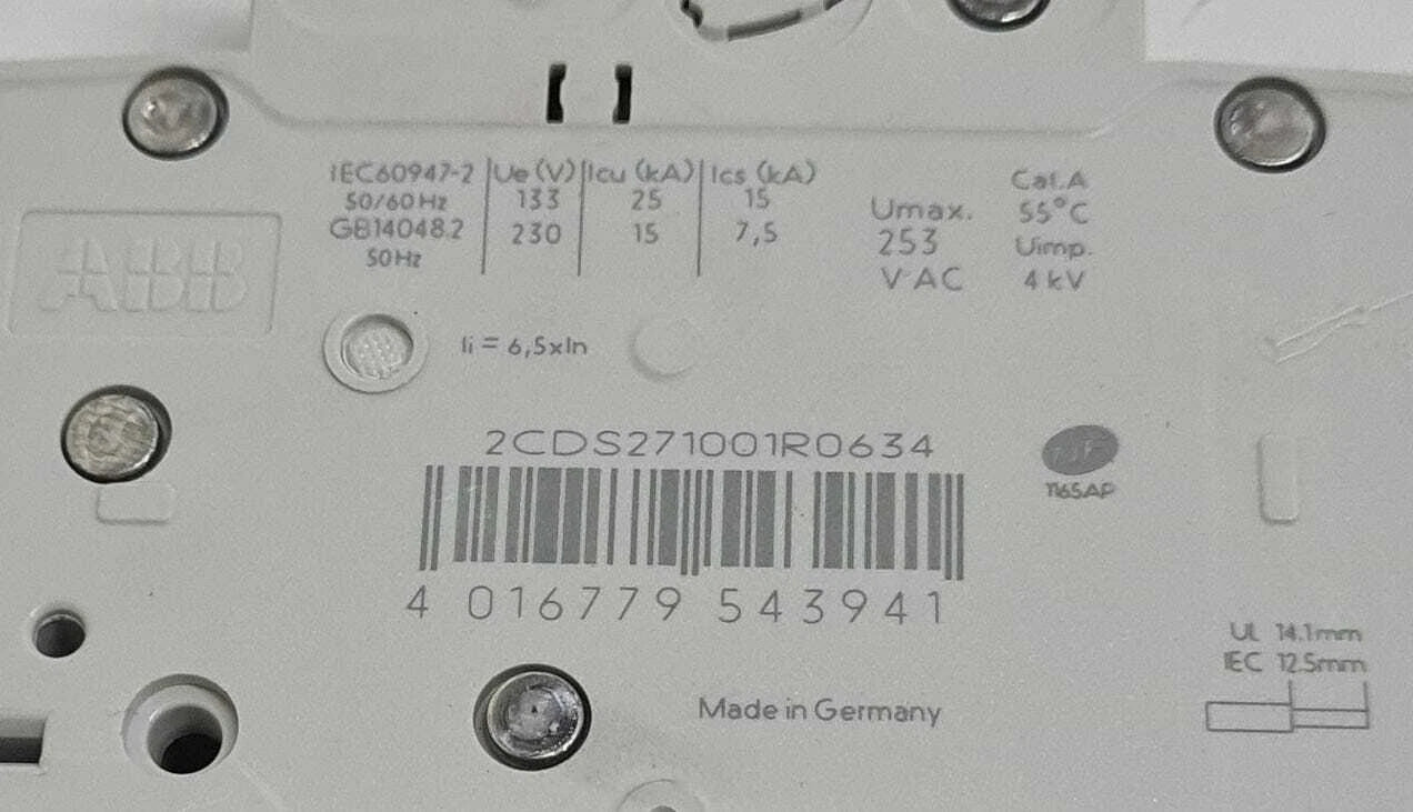 [LOT OF 6] ABB S201M C63 Circuit Breaker 1 Pole LS switch Line Protection