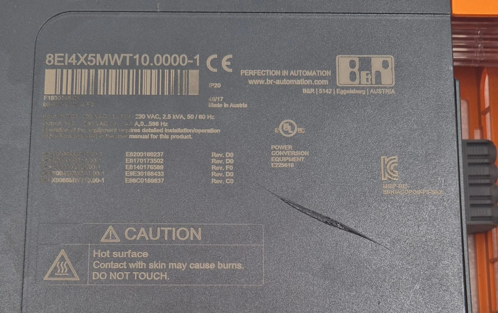 B&R Automation ACOPOS P3 8EI4X5MWT10.0000-1 Servo Drive Module