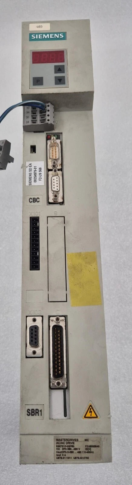 SIEMENS MASTERDRIVES MC AC/AC DRIVE 6SE7013-0EP50-Z Z=G21+C23+F01 Freq. Inverter