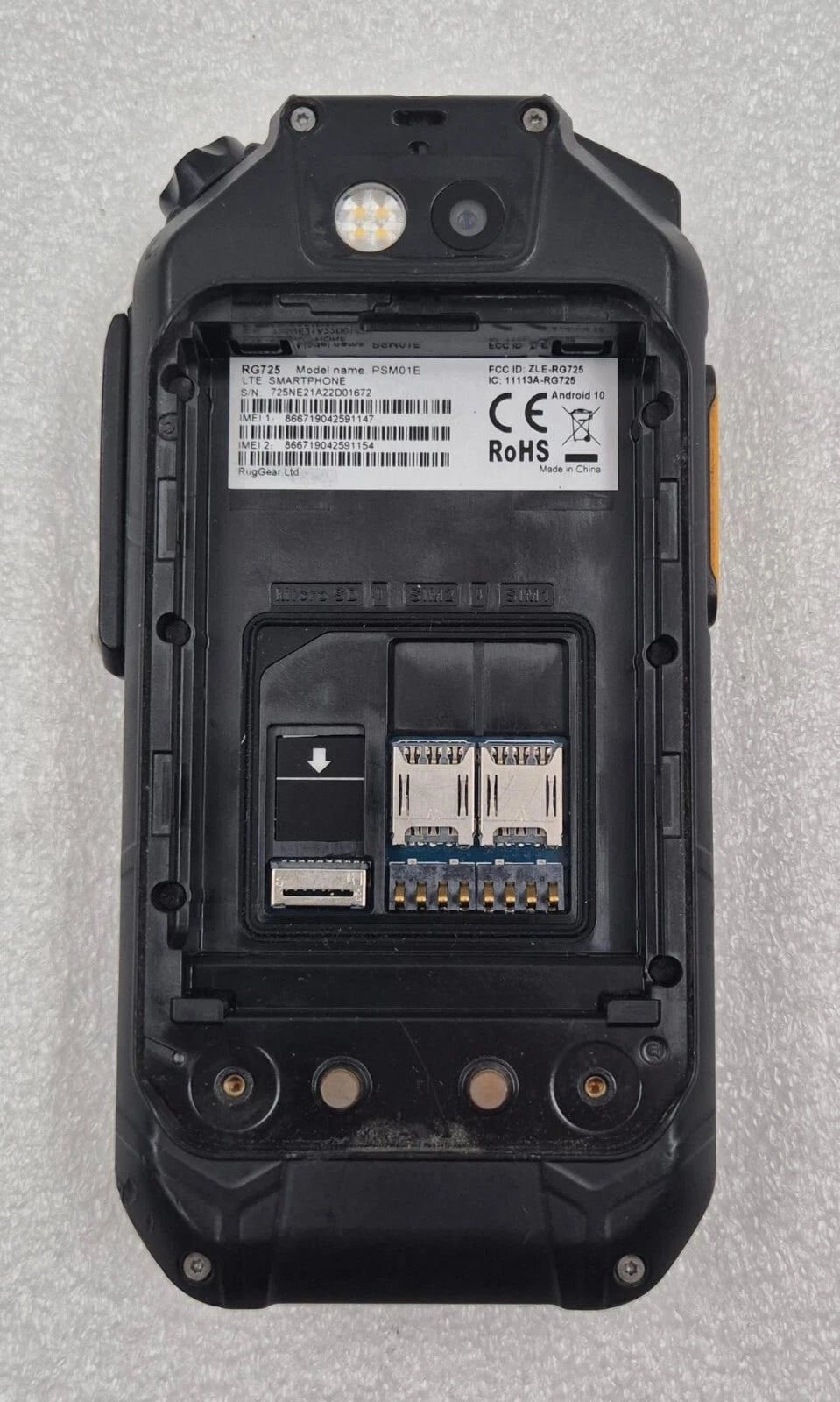 RugGear RG725 PSM01E Dual-Sim LTE SMARTPHONE CELLPHONE Black OEM - FOR PARTS