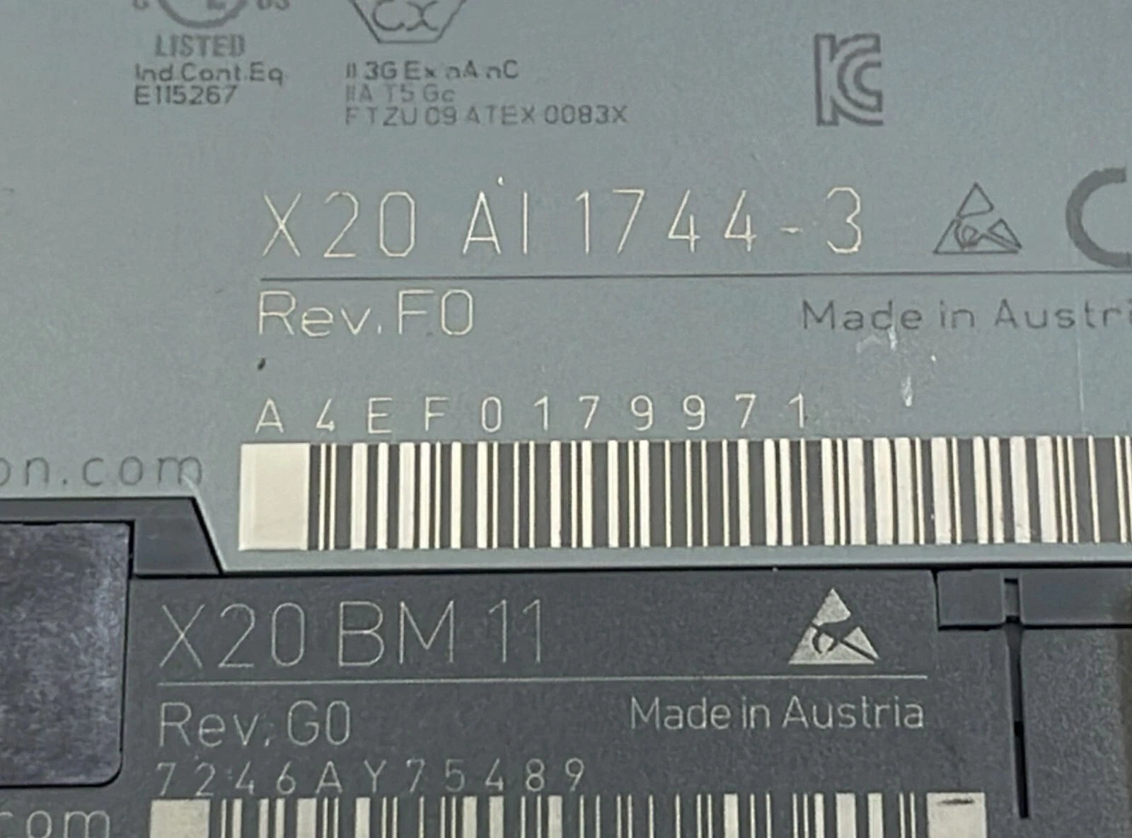 B&R Automation X20 AI 1744-3 Digital Control Module W/ X20 BM 11