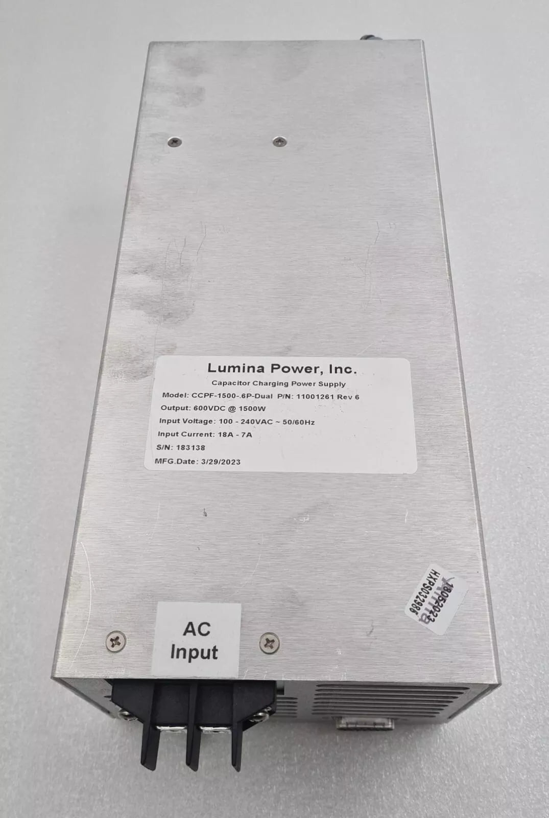 Lumina CCPF-1500-.6P 11001261 Capacitor Charging Power Supply 600V 1500W *AS-IS*