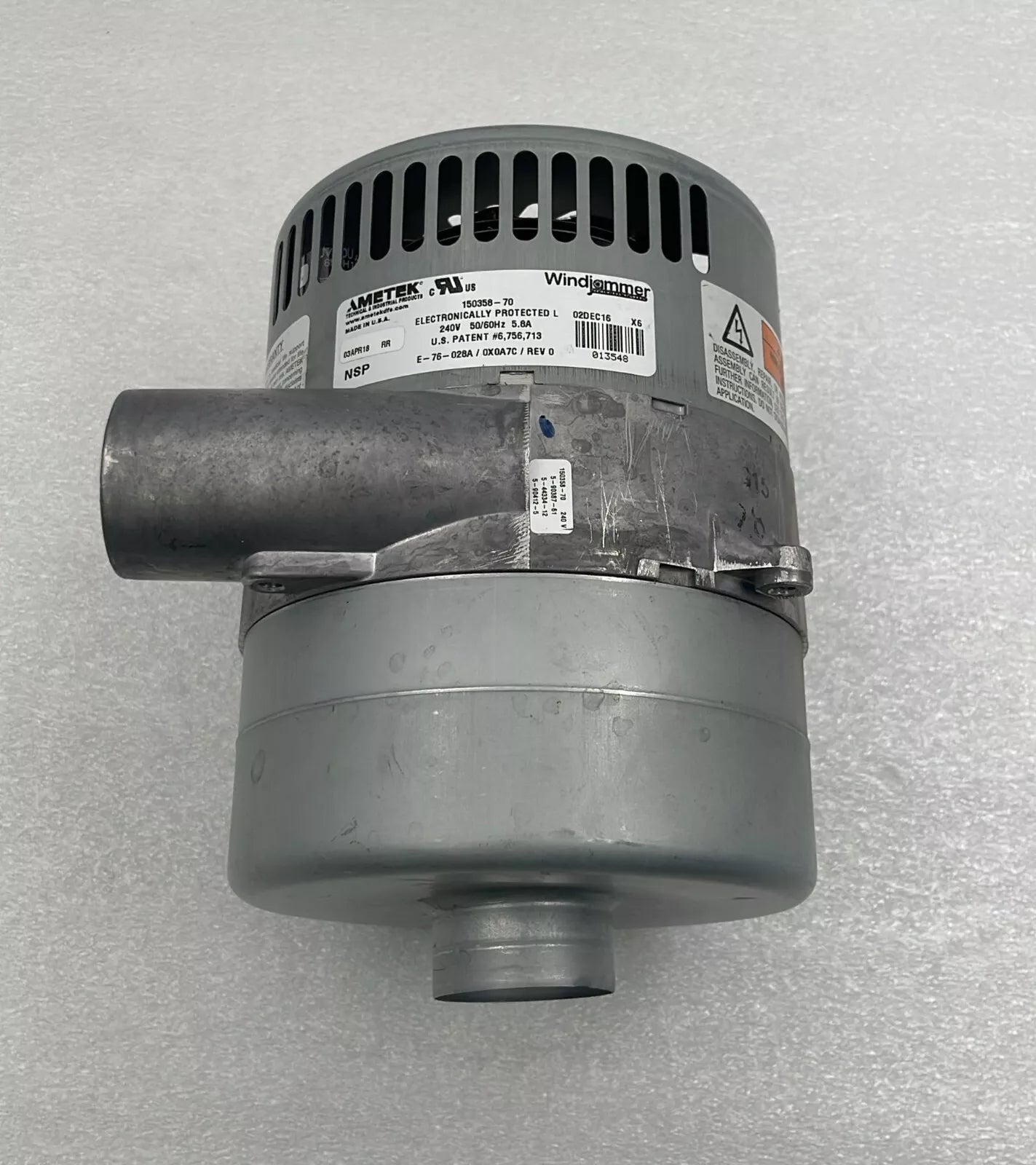 AMETEK Windjammer Brushless Blower 150358-70 Thermally Protected