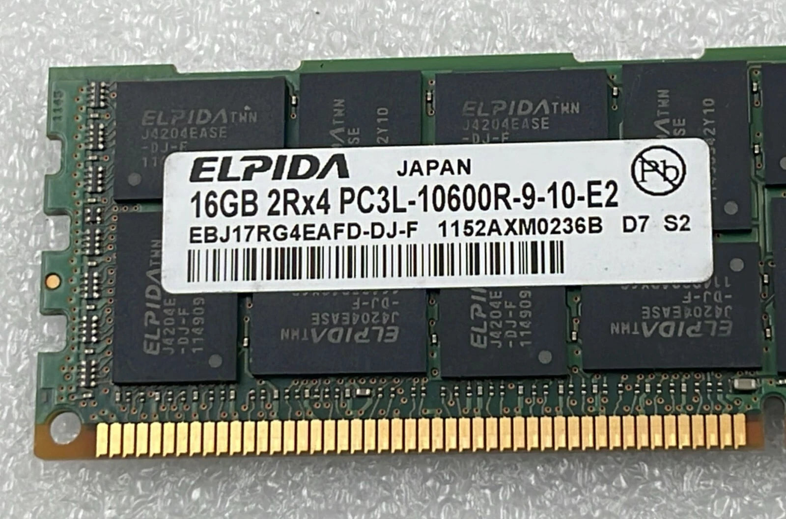 [LOT 8] ELPIDA 16GB 2Rx4 PC3L-10600R DDR3 Server Memory RAM EBJ17RG4EAFD-DJ-F