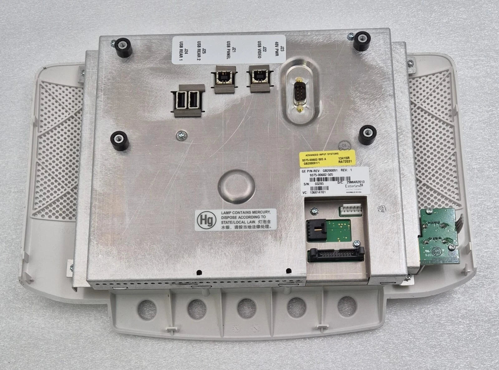 GE Vivid E9 ultrasound touch screen monitor 9375-00602-505 GA200091 EsterLine display module