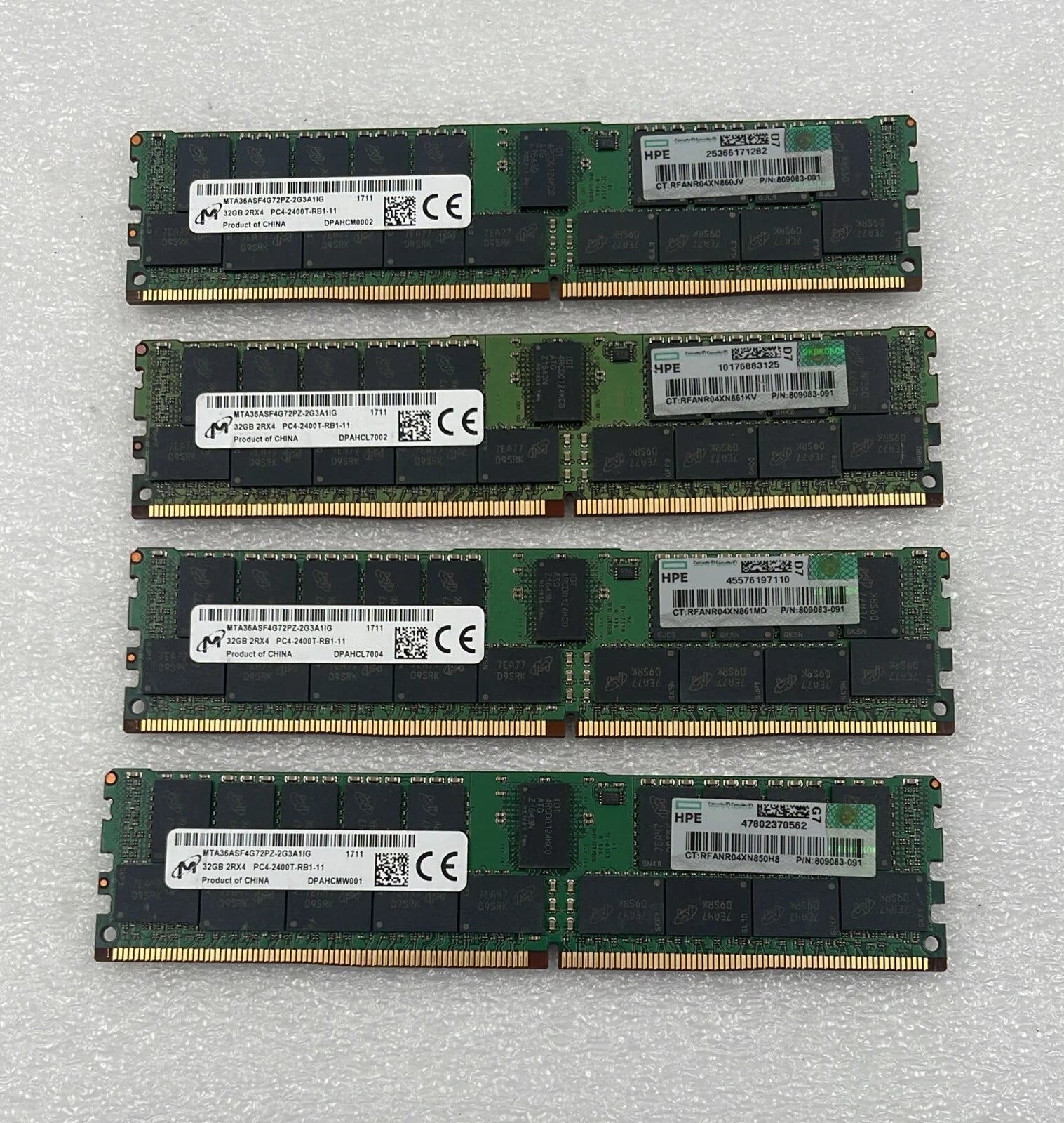 [LOT 4 PCS] MICRON 32GB 2RX4 PC4-2400T MTA36ASF4G72PZ-2G3A1IG Memory RAM