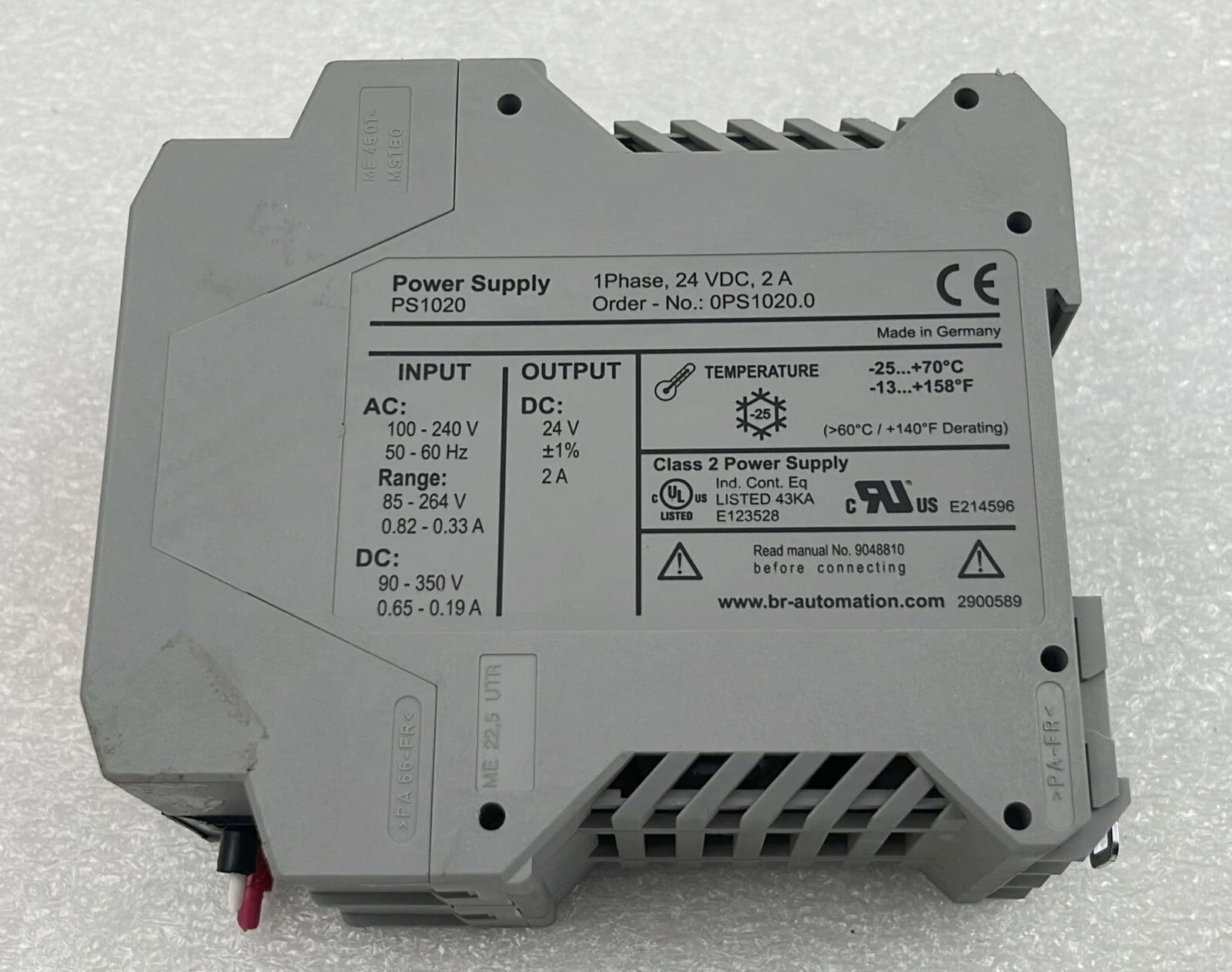 B&R Automation PS1020 Power Supply 0PS1020.0 1-Phase 24 VDC 2A