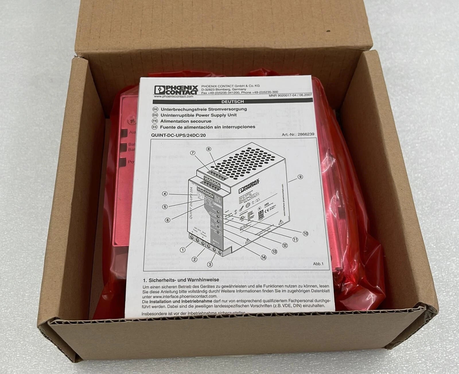 PHOENIX CONTACT QUINT-DC-UPS/24DC/20 Module Power Supply 28 66 23 9